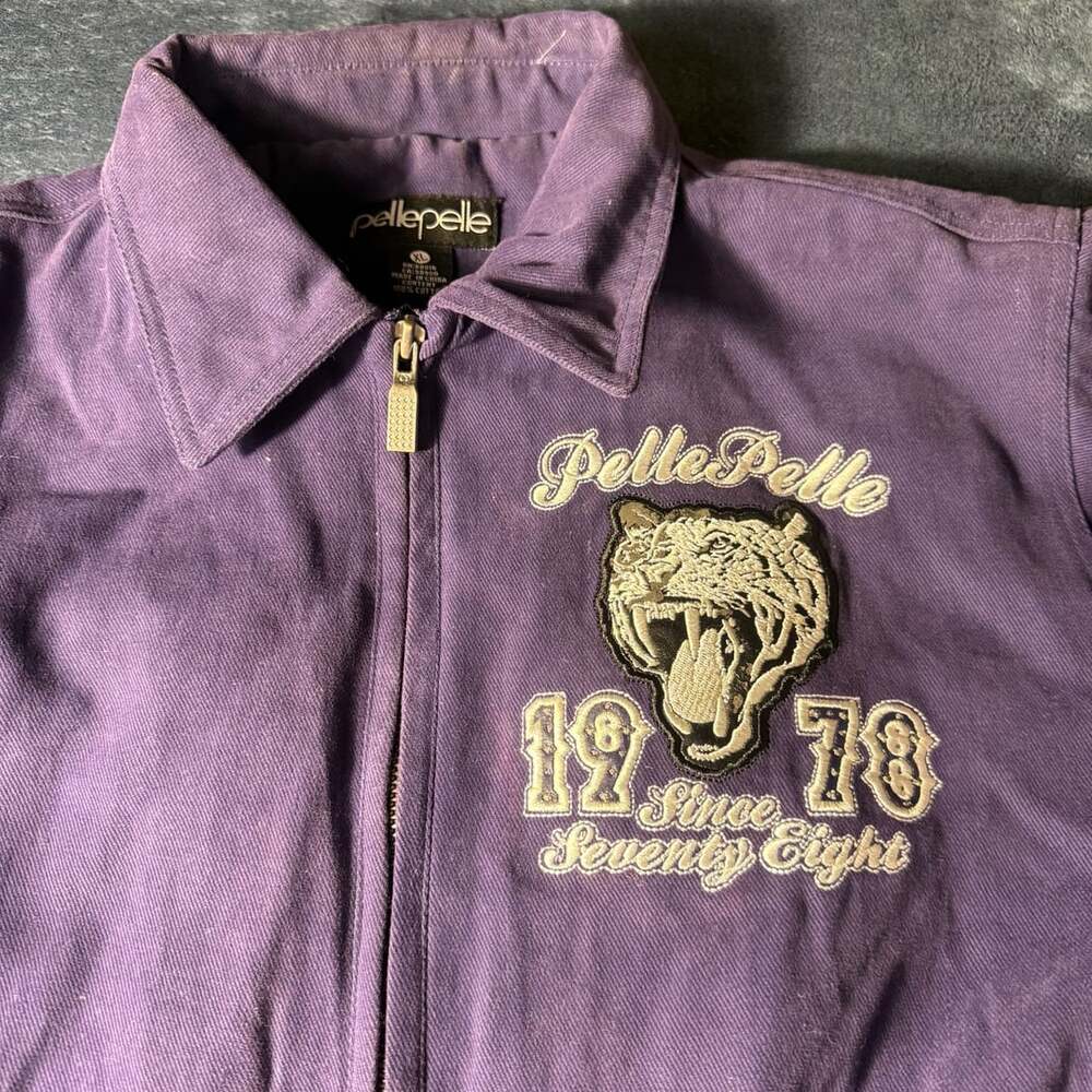 Pelle Pelle Purple Vintage Jacket Tiger 1978 Power & Speed Size XL